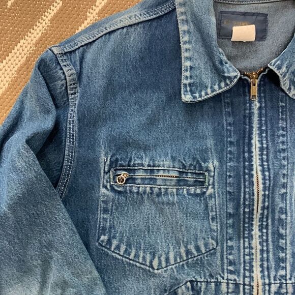 Vtg Rare Distressed & Faded Lightweight OshKosh B’Gosh Denim Workwear Jacket 44R - Picture 5 of 17